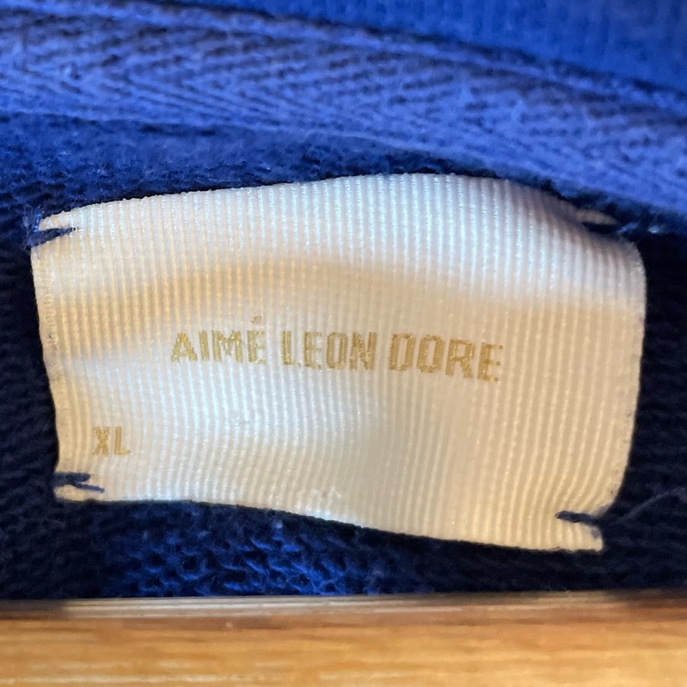 Aime Leon Dore | ALD Logo Hoodie Sweatshirt - Midnight Blue ; Mens XL - Picture 7 of 7